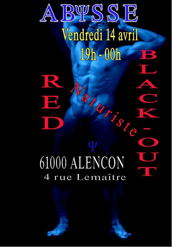 Sauna Club Abysse Alençon - Soirée gay : Naturist Red Black-out - 2017-04-14T19:00:00 to 2017-04-14T23:59:00